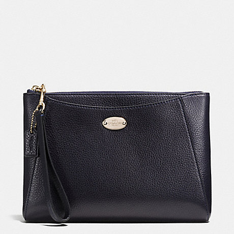 COACH f53417 MORGAN CLUTCH 24 IN PEBBLE LEATHER LIGHT GOLD/MIDNIGHT
