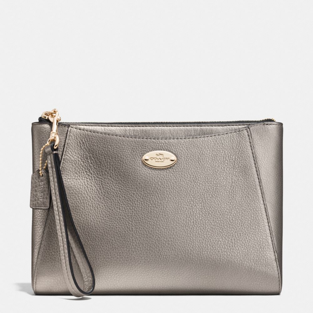 COACH MORGAN CLUTCH 24 IN PEBBLE LEATHER - LIGHT GOLD/METALLIC - f53417