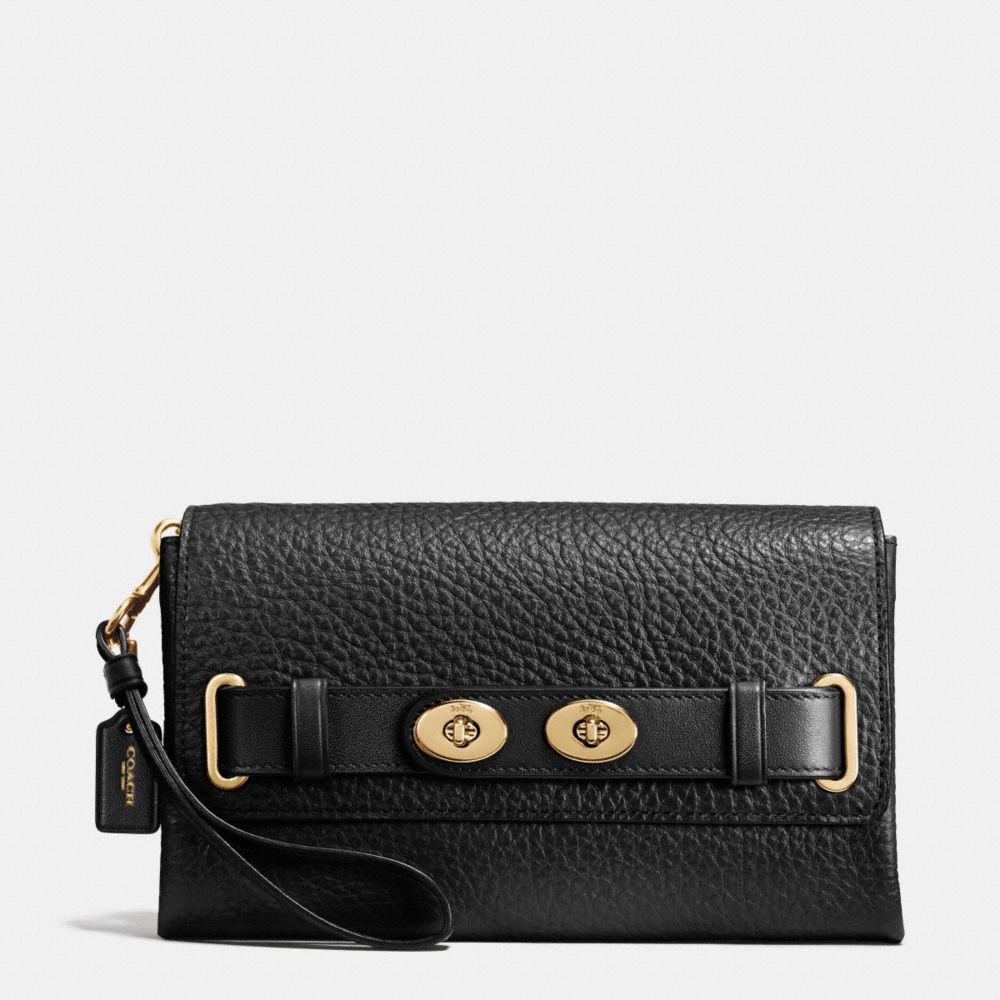 BLAKE CLUTCH IN BUBBLE LEATHER - f53424 - IMITATION GOLD/BLACK F37336