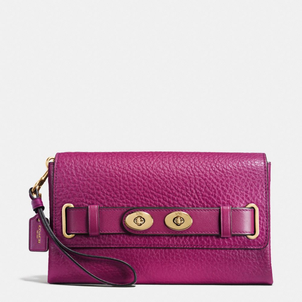 COACH BLAKE CLUTCH IN BUBBLE LEATHER - IMITATION GOLD/FUCHSIA - F53424