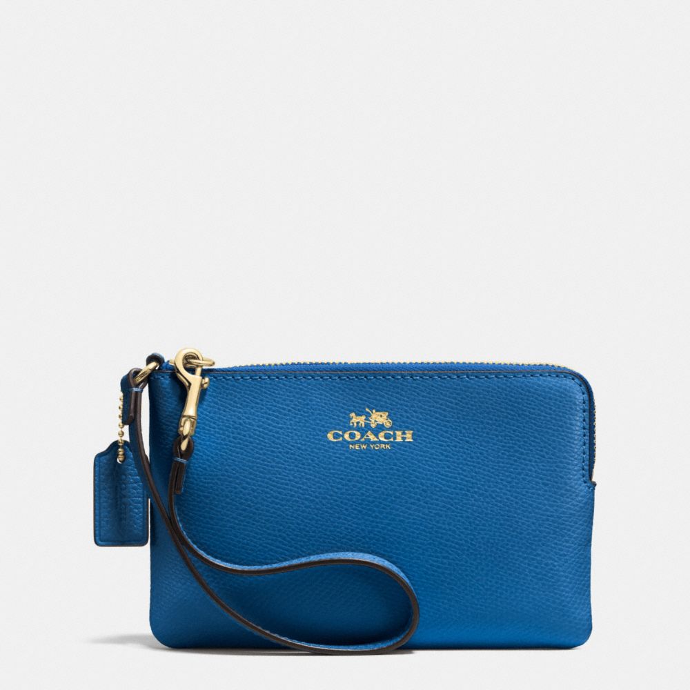 CORNER ZIP WRISTLET IN CROSSGRAIN LEATHER - IMITATION GOLD/BRIGHT MINERAL - COACH F53429