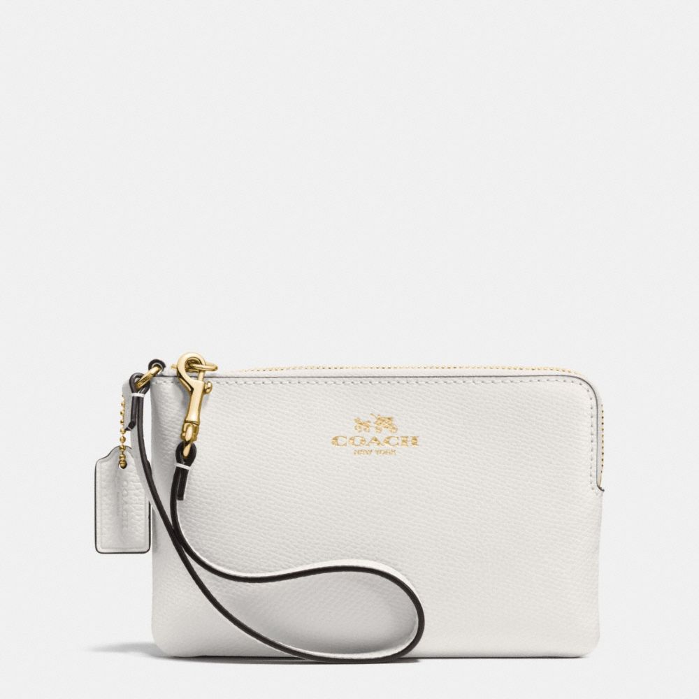 COACH F53429 Corner Zip Wristlet In Crossgrain Leather IMITATION GOLD/CHALK