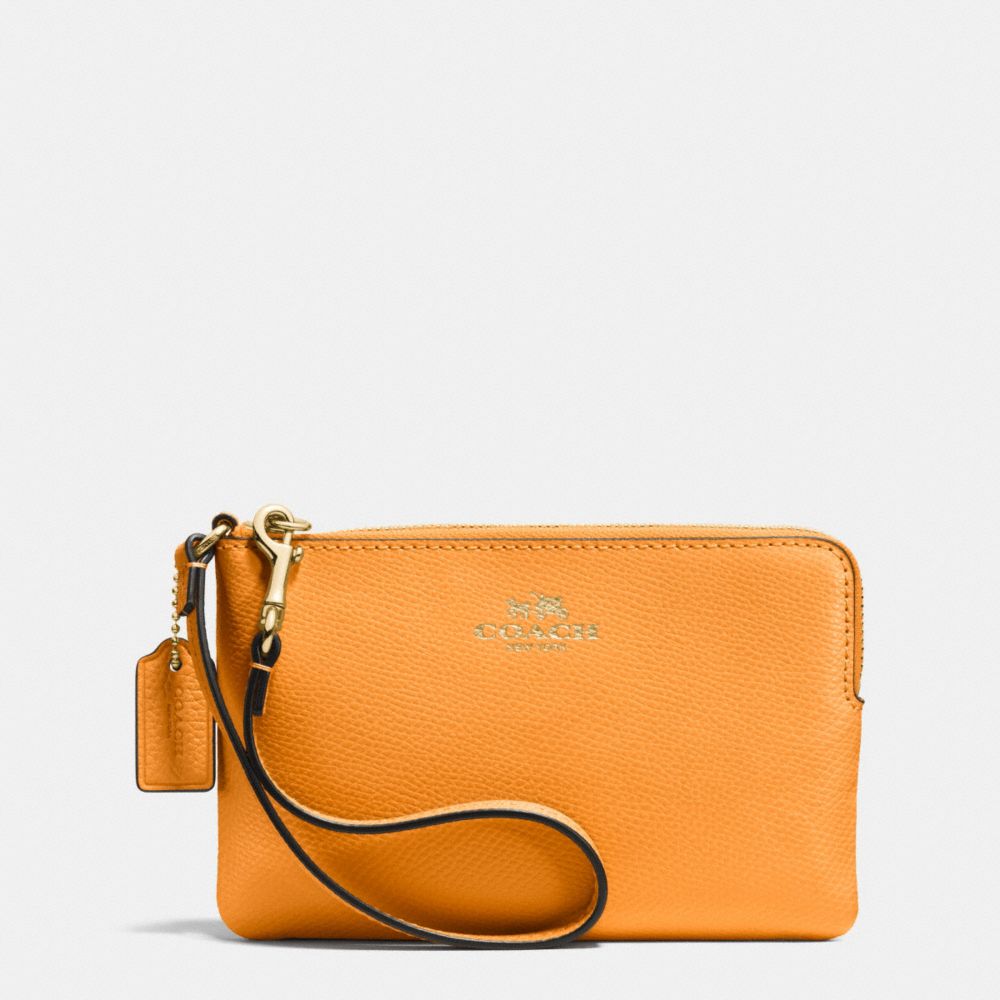 CORNER ZIP WRISTLET IN CROSSGRAIN LEATHER - IMITATION GOLD/ORANGE PEEL - COACH F53429