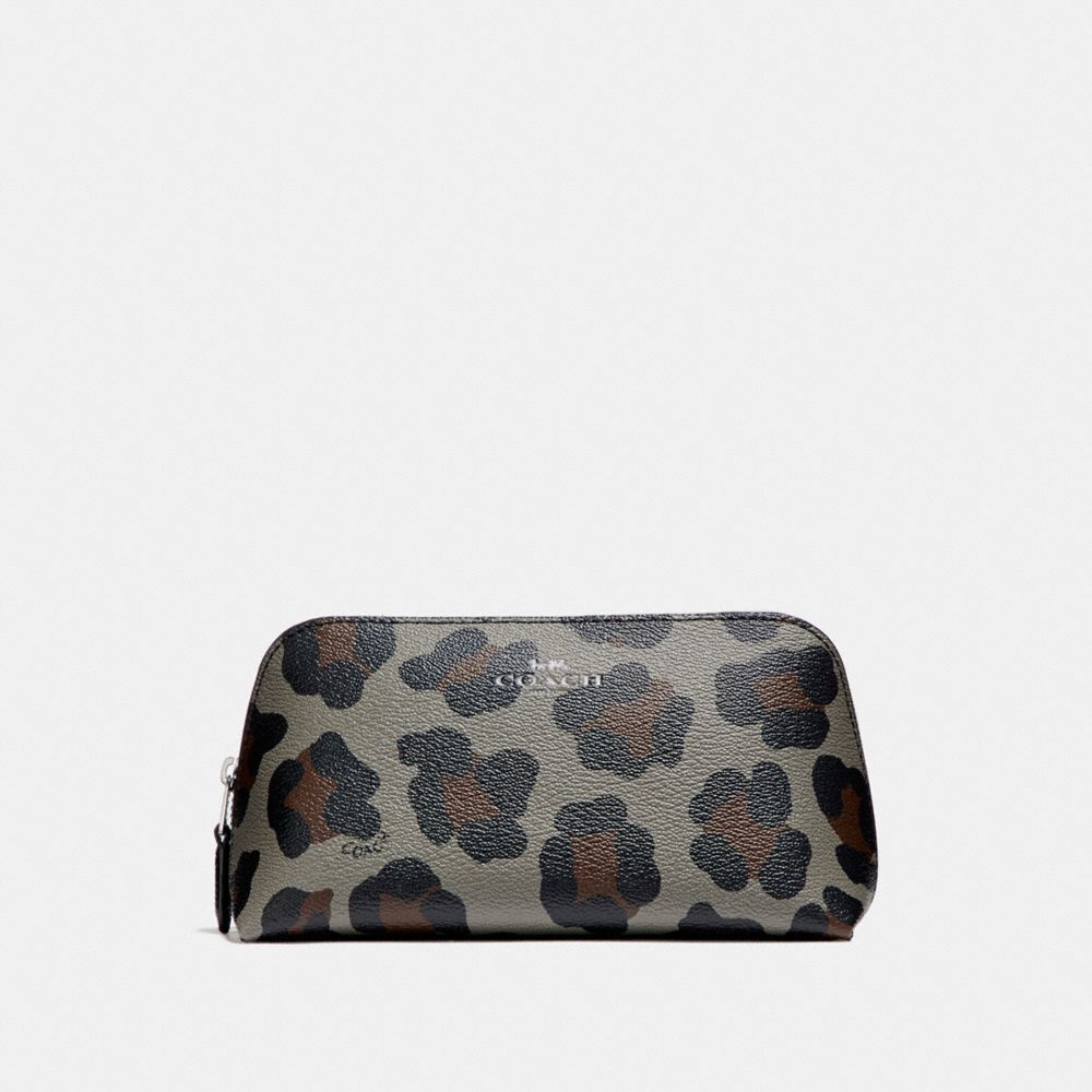 COSMETIC CASE 17 WITH OCELOT PRINT - COACH f53438 - SILVER/GREY  MULTI