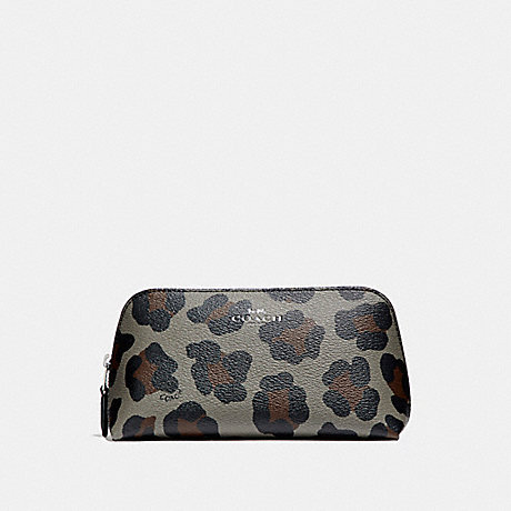COACH F53438 COSMETIC CASE 17 WITH OCELOT PRINT SILVER/GREY-MULTI