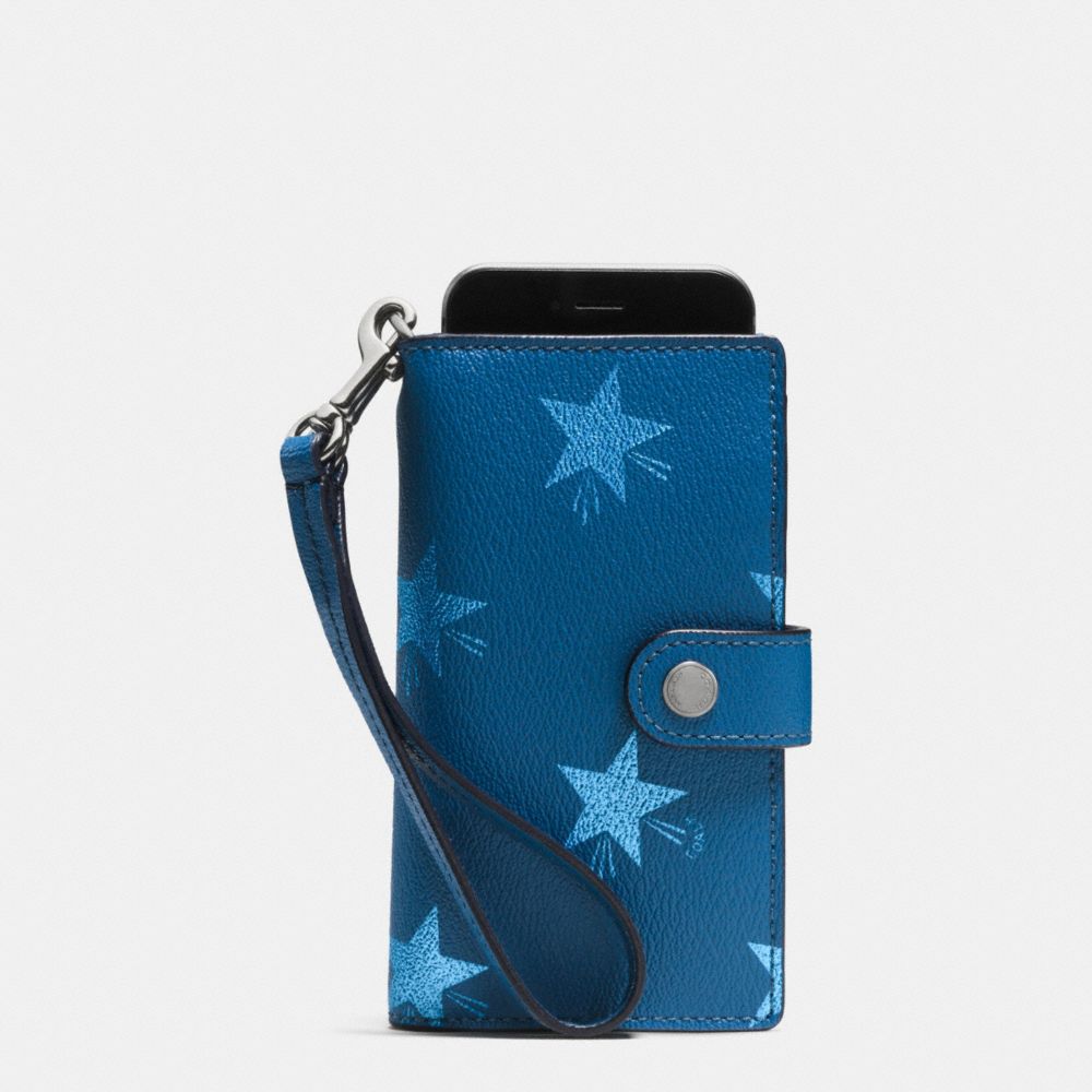 PHONE CLUTCH IN STAR CANYON PRINT COATED CANVAS - f53440 - ANTIQUE NICKEL/SLATE