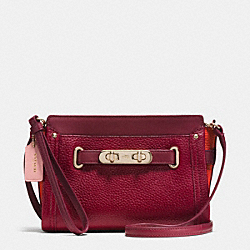 COACH F53479 - COACH SWAGGER WRISTLET IN COLORBLOCK PEBBLE LEATHER LIGHT GOLD/BLACK CHERRY