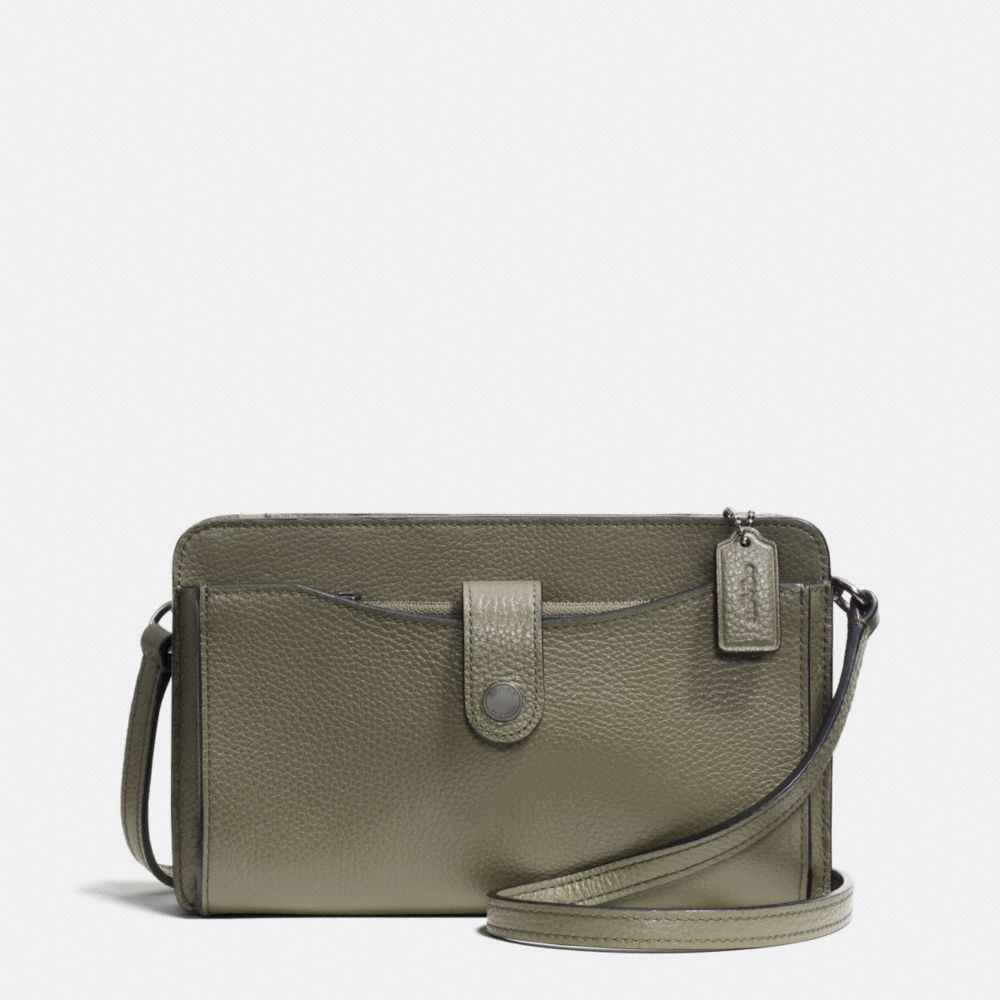 MESSENGER WITH POP-UP POUCH IN PEBBLE LEATHER - BLACK ANTIQUE NICKEL/SURPLUS - COACH F53529