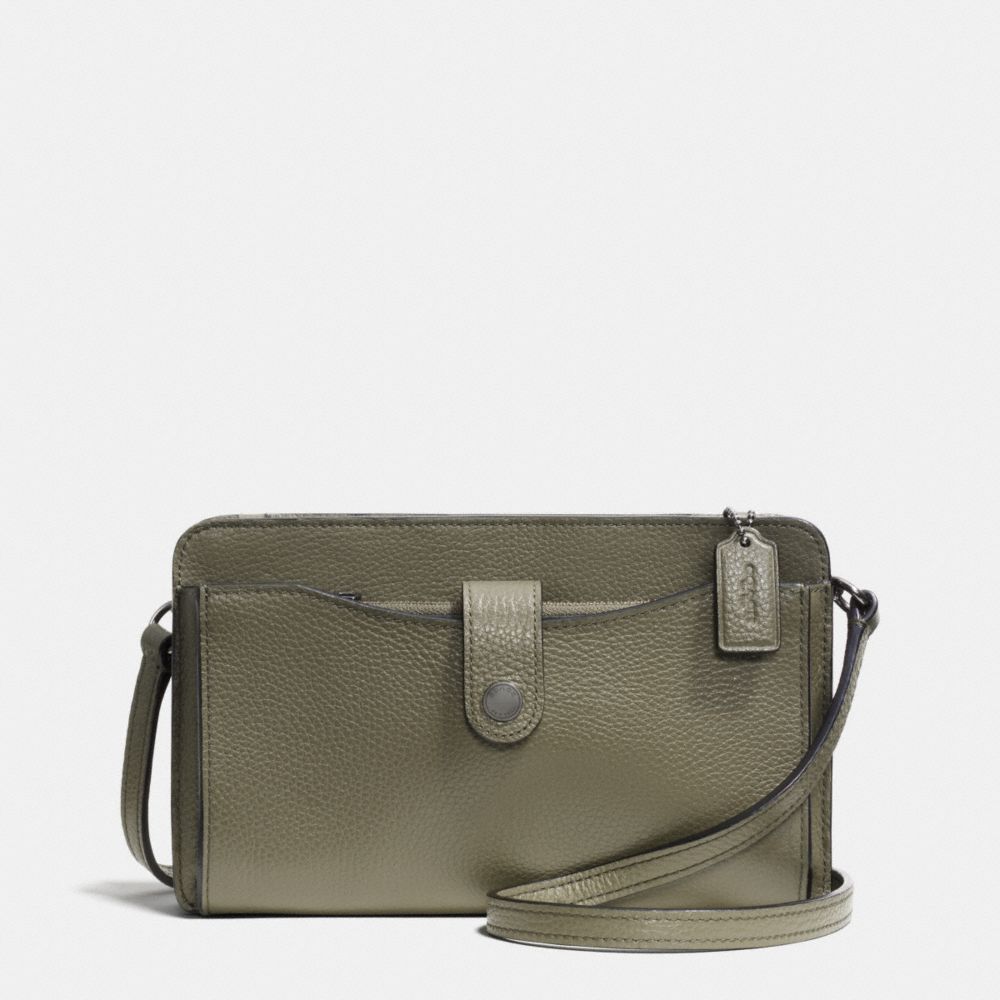 COACH f53529 MESSENGER WITH POP-UP POUCH IN PEBBLE LEATHER BLACK ANTIQUE NICKEL/SURPLUS