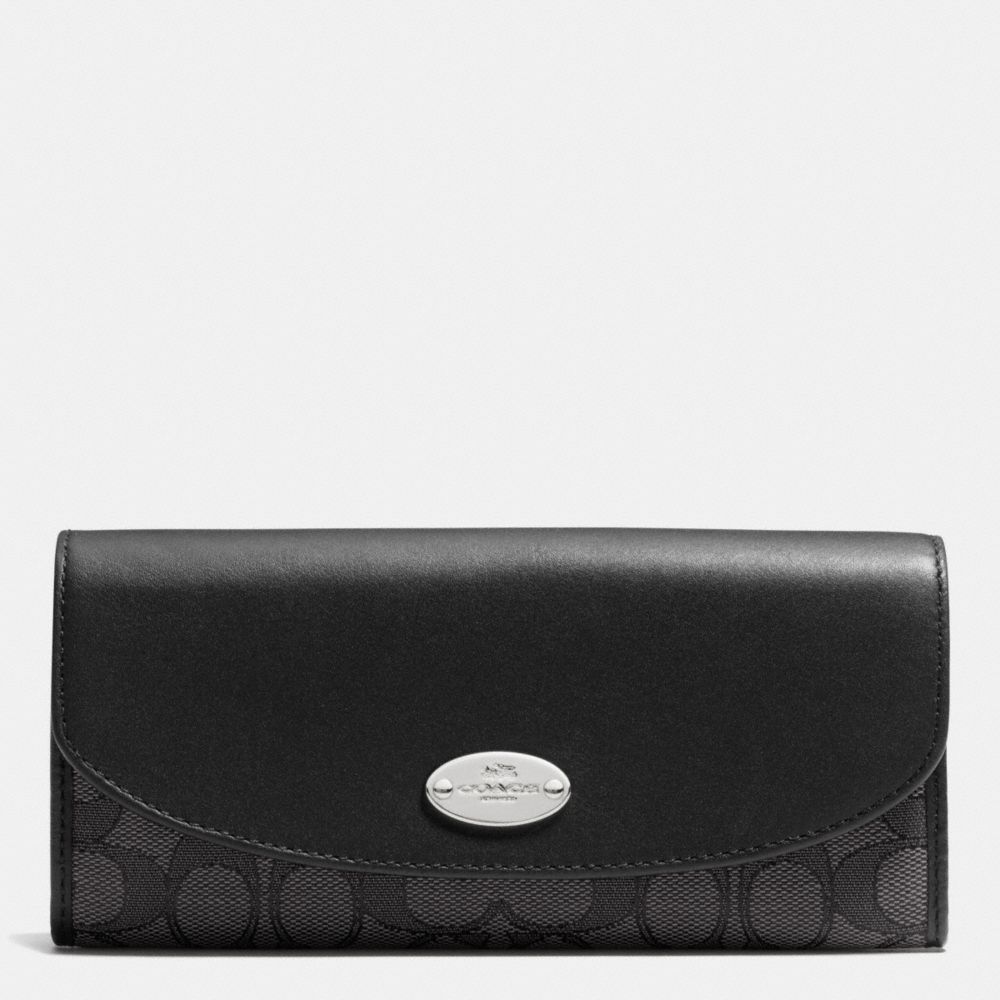 COACH F53538 Slim Envelope Wallet In Signature SILVER/BLACK SMOKE/BLACK