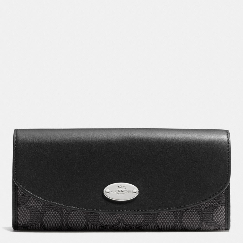 SLIM ENVELOPE WALLET IN SIGNATURE - SILVER/BLACK SMOKE/BLACK - COACH F53538