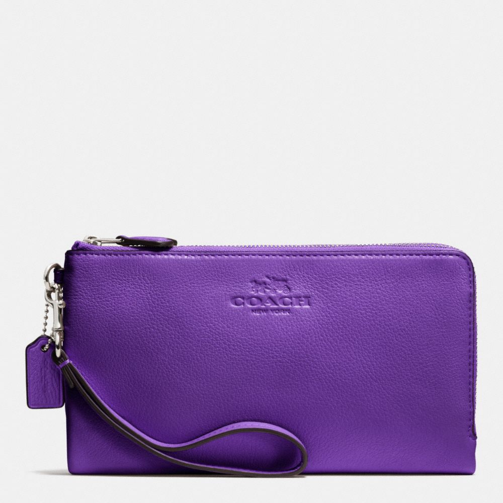 NWT C5580 Coach Pennie Card Case Pebbled Leather Wallet Pouch Bright Violet