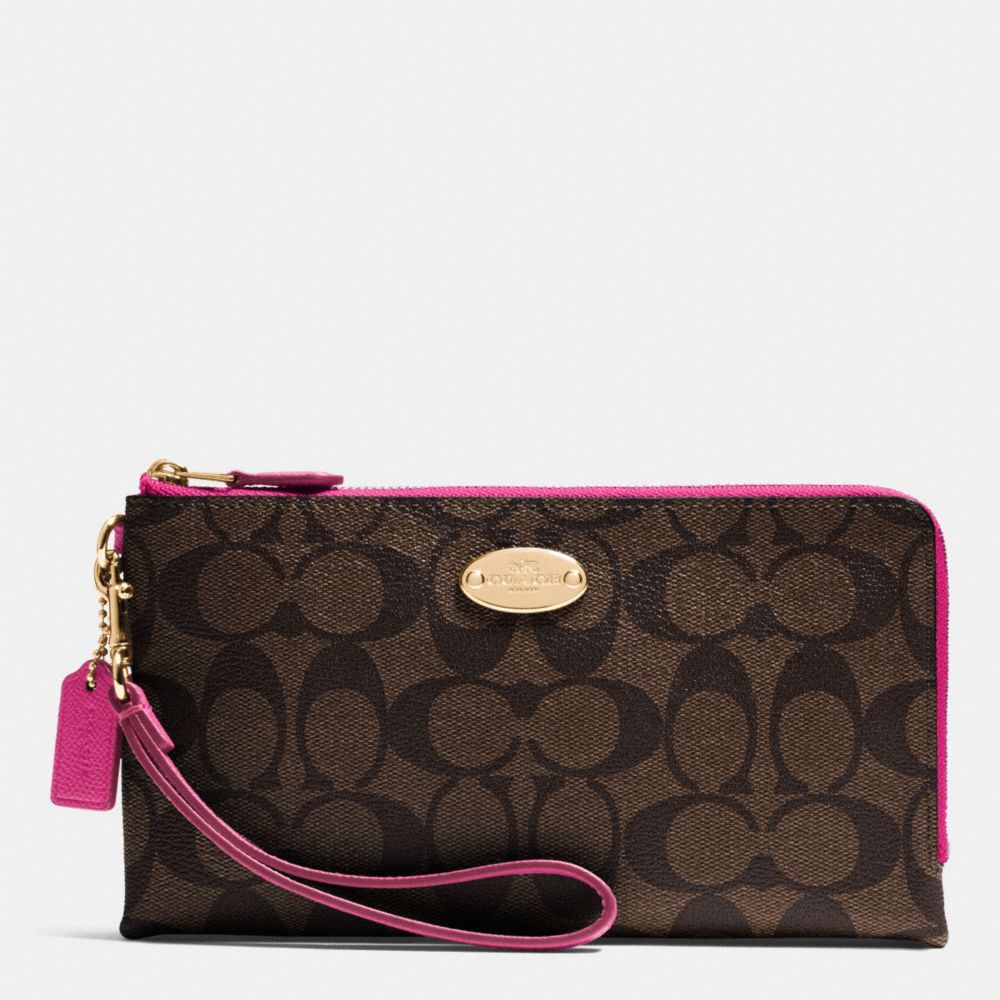 COACH F53563 Double Zip Wallet In Signature IME9T