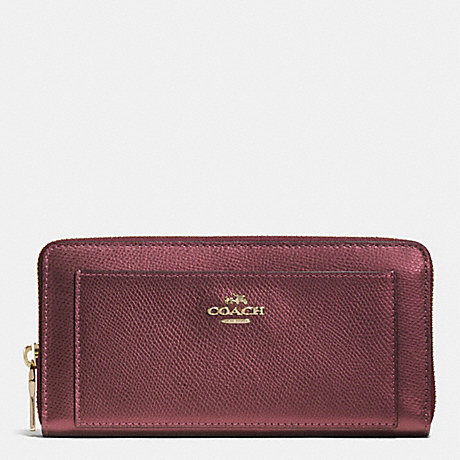 COACH F53571 ACCORDION ZIP WALLET IN BRAMBLE ROSE IN LEATHER IMEET