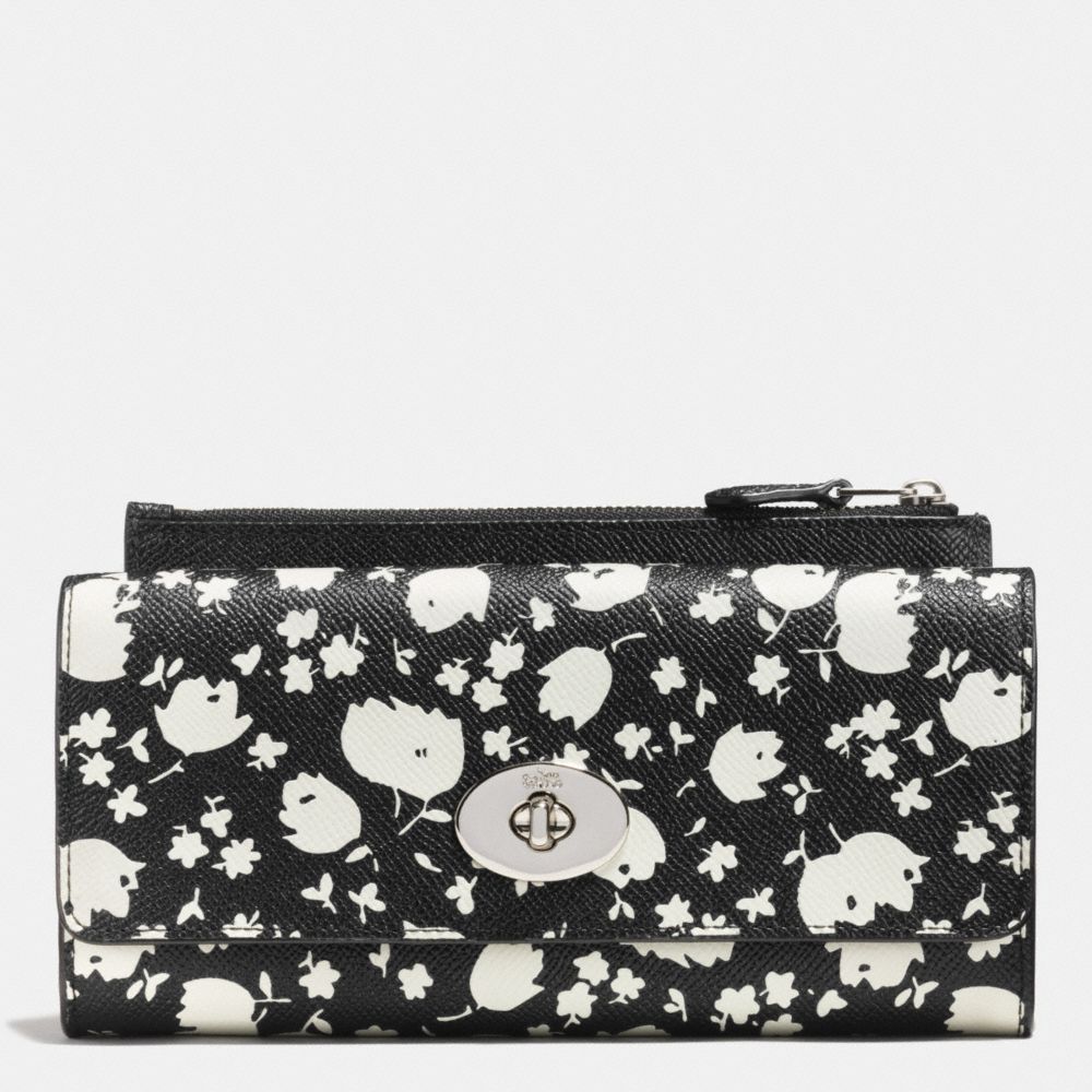 SLIM ENVELOPE WALLET WITH POP-UP POUCH IN FLORAL PRINT LEATHER - f53573 - SVEE1