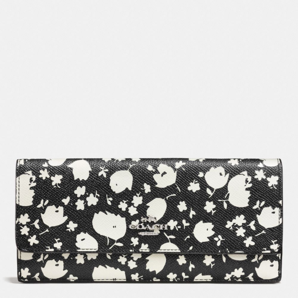 COACH F53587 Soft Wallet In Floral Print Leather SILVER/CHALK PRAIRIE CALICO