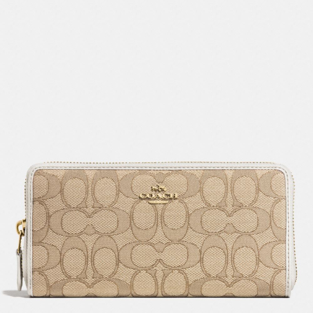 COACH F53602 ACCORDION ZIP WALLET IN SIGNATURE LIGHT-GOLD/LIGHT-KHAKI/CHALK