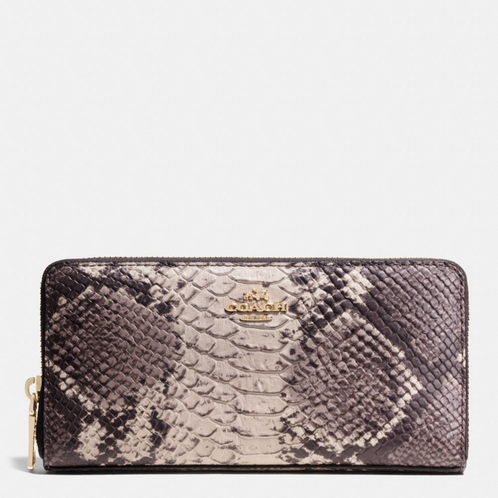 ACCORDION ZIP WALLET IN PYTHON EMBOSSED LEATHER - LIGHT GOLD/GREY MULTI - COACH F53604