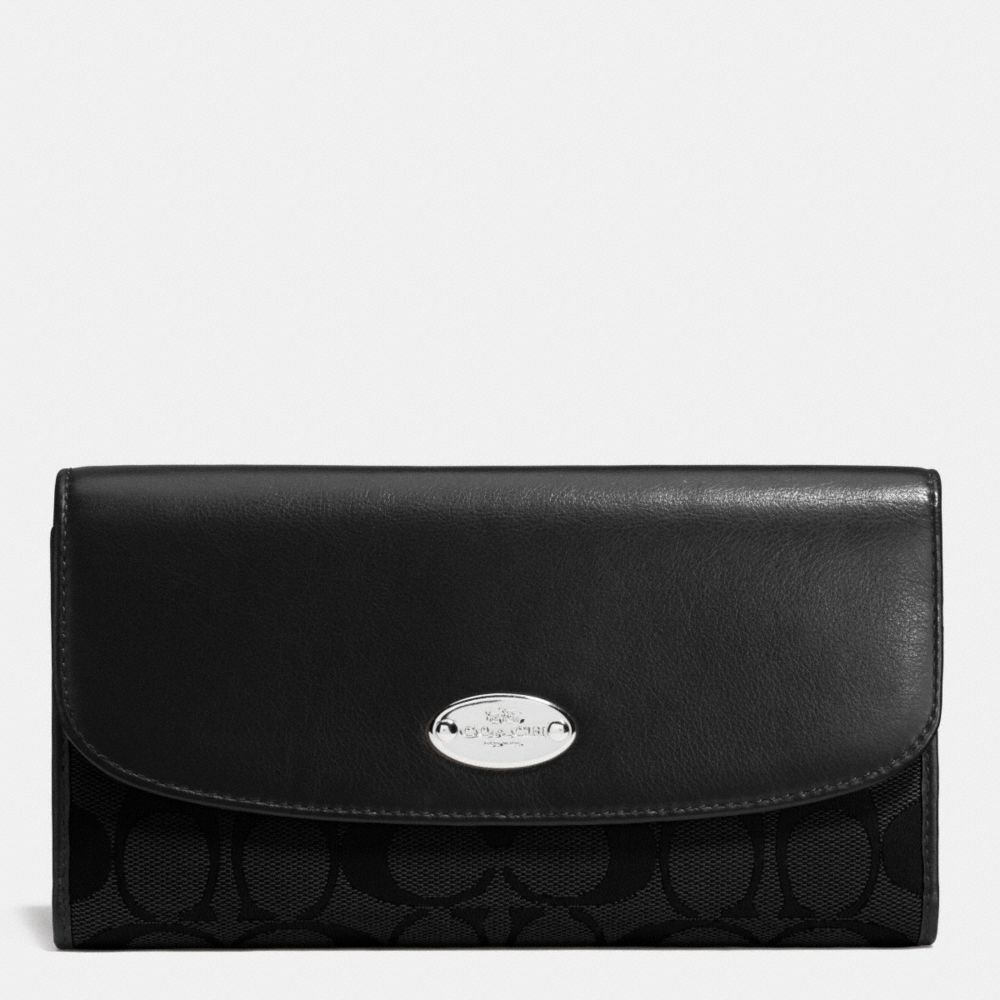 COACH F53615 Checkbook Wallet In Signature SILVER/BLACK/BLACK