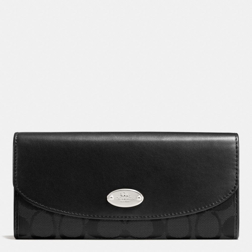 COACH F53617 Slim Envelope Wallet In 12cm Signature SILVER/BLACK/BLACK