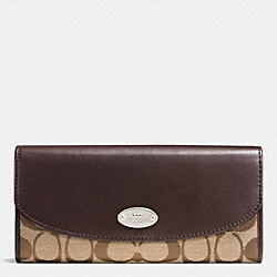 COACH F53617 Slim Envelope Wallet In 12cm Signature SILVER/KHAKI/MAHOGANY