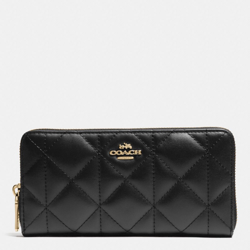 COACH ACCORDION ZIP WALLET IN QUILTED LEATHER - IMITATION GOLD/BLACK - F53637