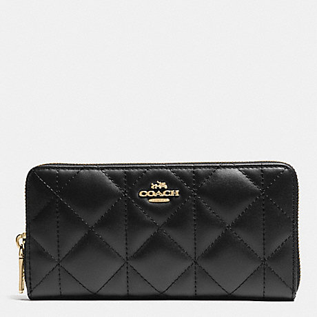 COACH ACCORDION ZIP WALLET IN QUILTED LEATHER - IMITATION GOLD/BLACK - f53637