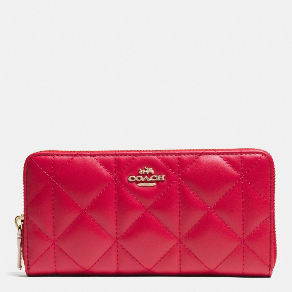 ACCORDION ZIP WALLET IN QUILTED LEATHER - IMITATION GOLD/CLASSIC RED - COACH F53637