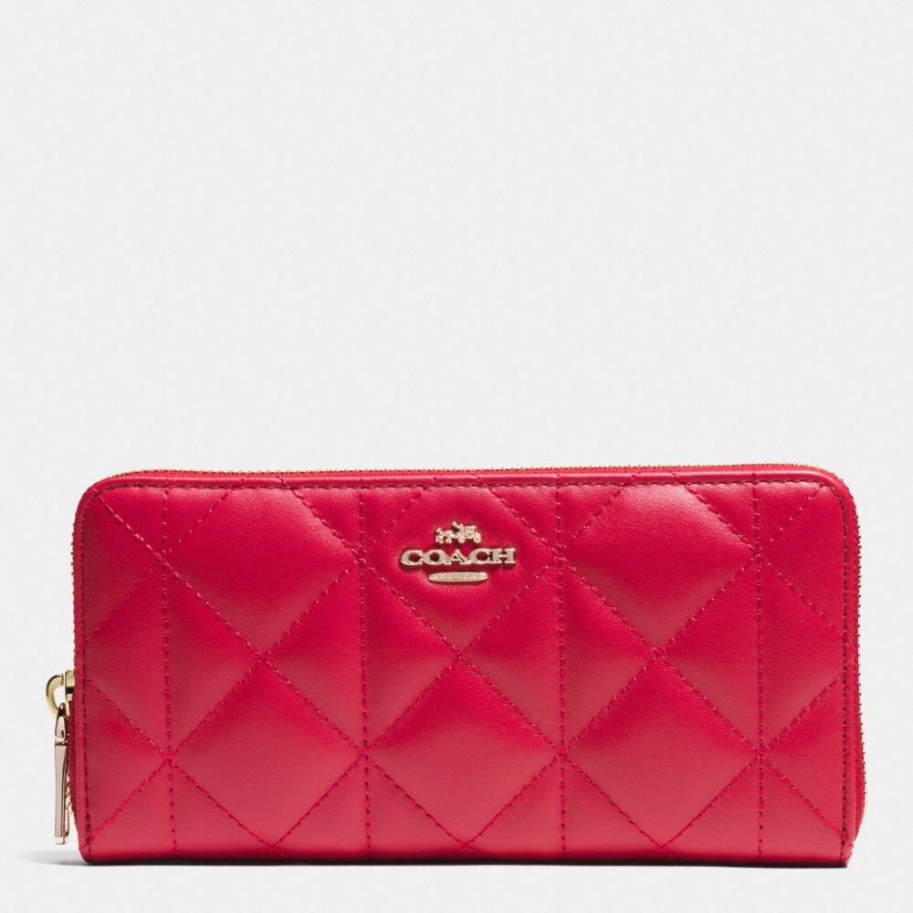 COACH ACCORDION ZIP WALLET IN QUILTED LEATHER - IMITATION GOLD/CLASSIC RED - F53637