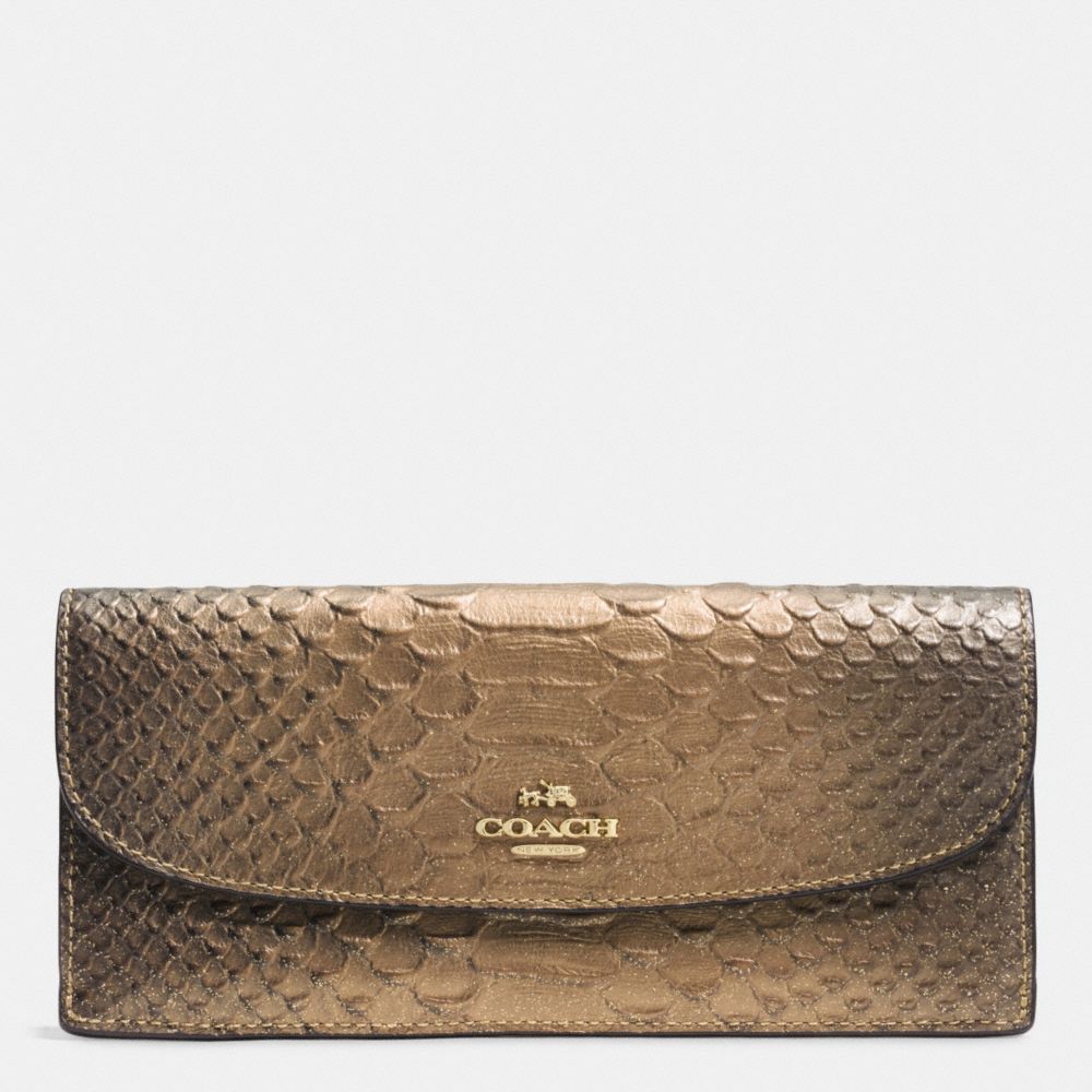 COACH SOFT WALLET IN METALLIC SNAKE EMBOSSED LEATHER - IMITATION GOLD/GOLD - F53641