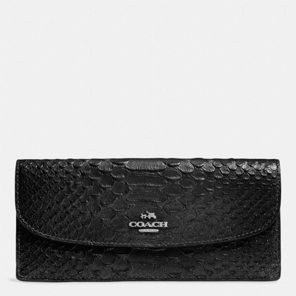 COACH F53641 Soft Wallet In Metallic Snake Embossed Leather SILVER/GUNMETAL