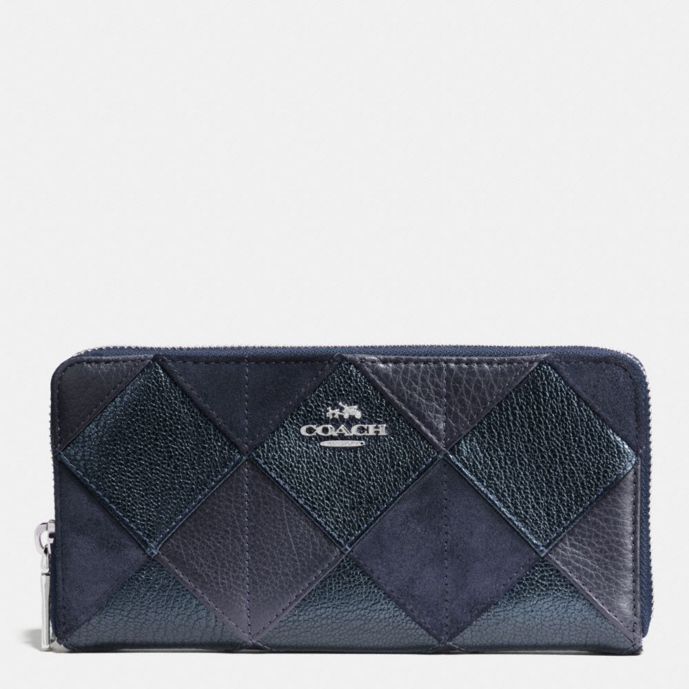 COACH ACCORDION ZIP WALLET IN PATCHWORK LEATHER - SILVER/BLUE MULTICOLOR - f53643