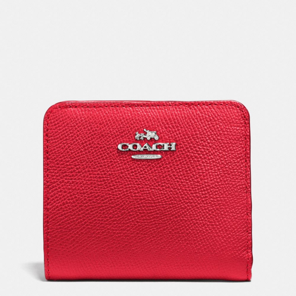 COACH f53649 SMALL WALLET IN COLORBLOCK LEATHER SILVER/TRUE RED/ORANGE