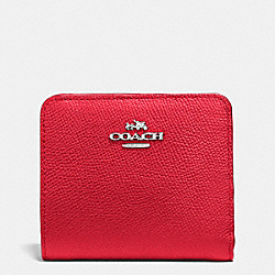 COACH F53649 Small Wallet In Colorblock Leather SILVER/TRUE RED/ORANGE