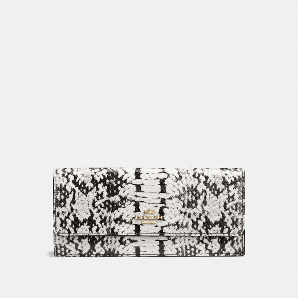 COACH F53654 SOFT WALLET IN COLORBLOCK BLACK/LIGHT-GOLD