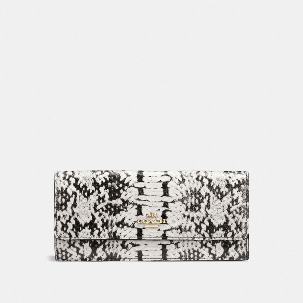 COACH f53654 SOFT WALLET IN COLORBLOCK BLACK/LIGHT GOLD