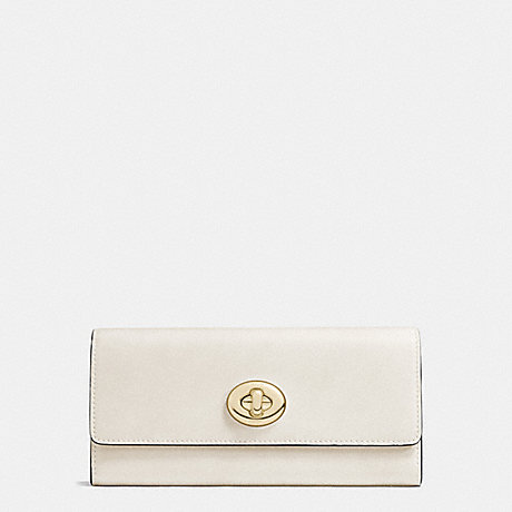 COACH F53663 TURNLOCK SLIM ENVELOPE WALLET IN SMOOTH LEATHER LIGHT-GOLD/CHALK