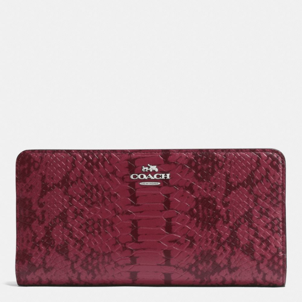 COACH F53684 Skinny Wallet In Colorblock Exotic Embossed Leather SILVER/CYCLAMEN
