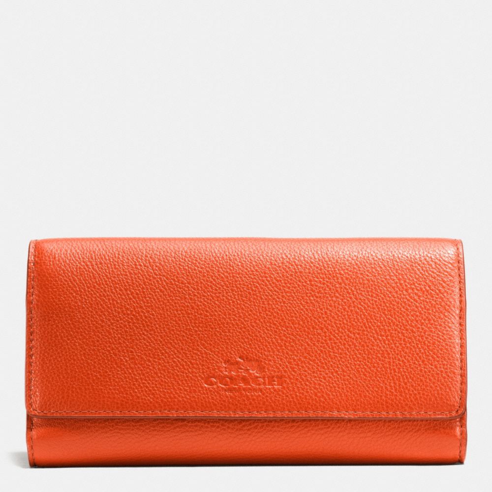 COACH F53708 Trifold Wallet In Pebble Leather IMITATION GOLD/PEPPERPER