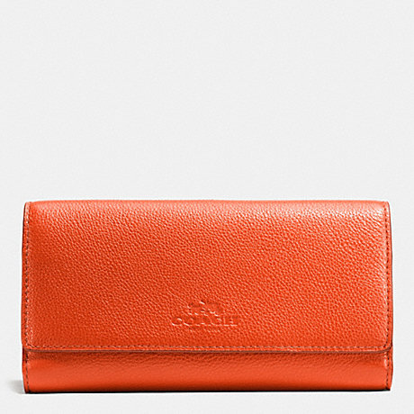COACH F53708 TRIFOLD WALLET IN PEBBLE LEATHER IMITATION-GOLD/PEPPERPER