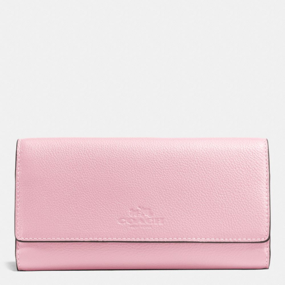 COACH F53708 Trifold Wallet In Pebble Leather SILVER/PETAL