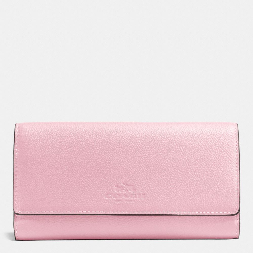 COACH TRIFOLD WALLET IN PEBBLE LEATHER - SILVER/PETAL - f53708