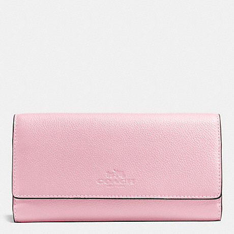 COACH TRIFOLD WALLET IN PEBBLE LEATHER - SILVER/PETAL - f53708