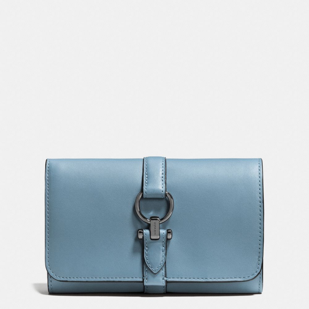 COACH NOMAD MEDIUM WALLET IN GLOVETANNED LEATHER - DARK GUNMETAL/CORNFLOWER - COACH F53714