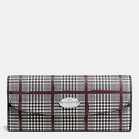 COACH SOFT WALLET IN GLEN PLAID COATED CANVAS - SILVER/BLACK - f53731
