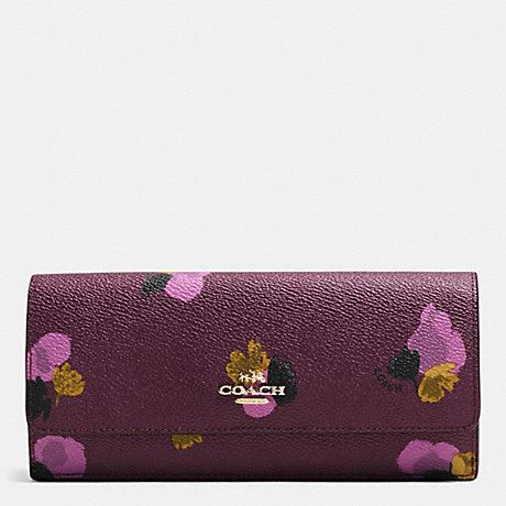 COACH F53751 SOFT WALLET IN FLORAL PRINT COATED CANVAS LIGHT-GOLD/PLUM-MULTI
