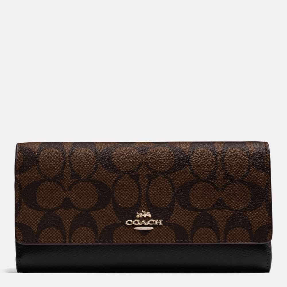 COACH f53763 TRIFOLD WALLET IN SIGNATURE IMITATION GOLD/BROWN/BLACK