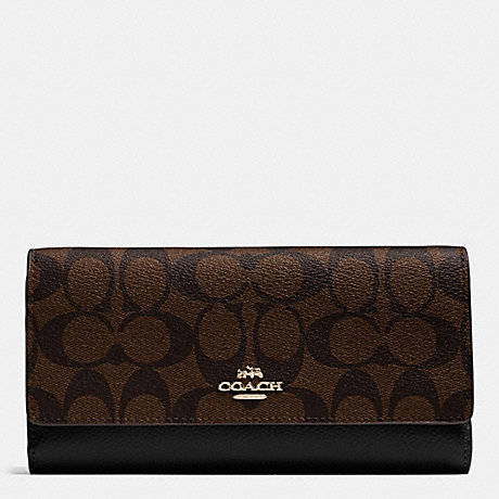 COACH TRIFOLD WALLET IN SIGNATURE - IMITATION GOLD/BROWN/BLACK - f53763