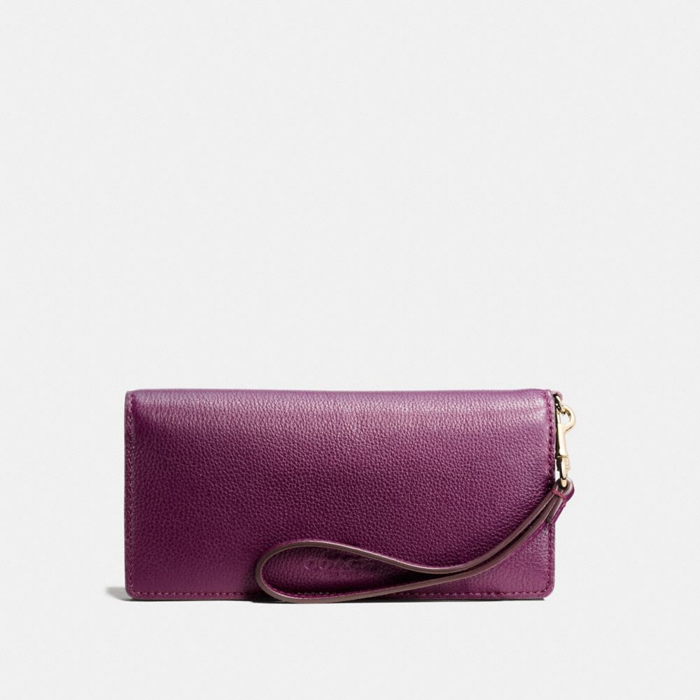 COACH SLIM WALLET - LIGHT GOLD/PLUM - f53767