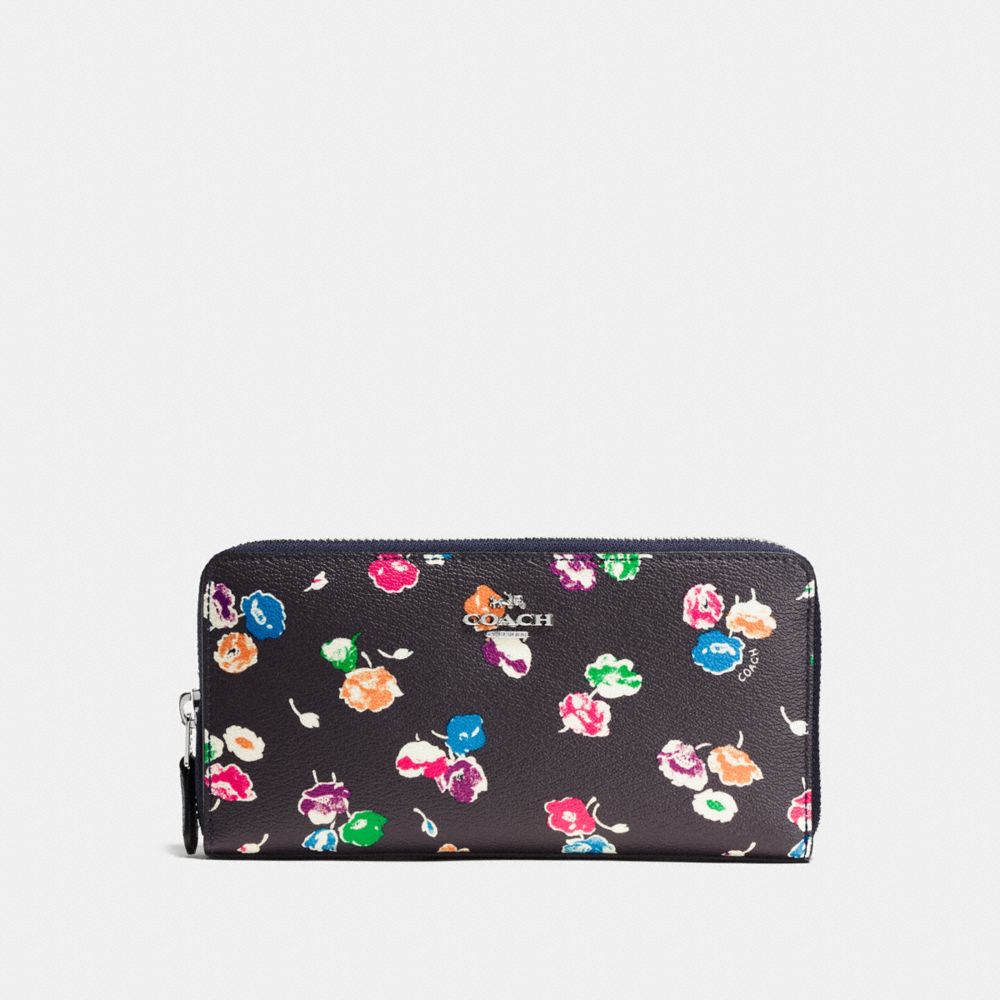 ACCORDION ZIP WALLET IN WILDFLOWER PRINT COATED CANVAS - f53770 - SILVER/RAINBOW MULTI